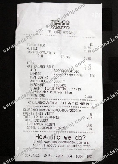 Tesco retail payment check